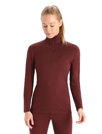 Icebreaker Merino 200 Oasis Long Sleeve Half Zip Thermal Top Női Base Layers Piros | HU 1902QMAZ